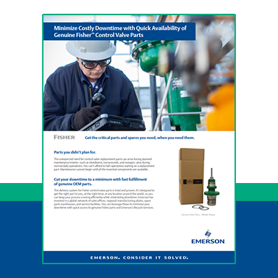 Minimize Costly Downtime with Quick Availability of Genuine Fisher™ Control Valve Parts