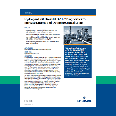 Case Study: Hydrogen Unit uses FIELDVUE Diagnostics to Increase Uptime and Optimize Critical Loop