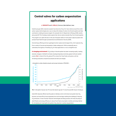 Control Valves for Carbon Sequestration Applications